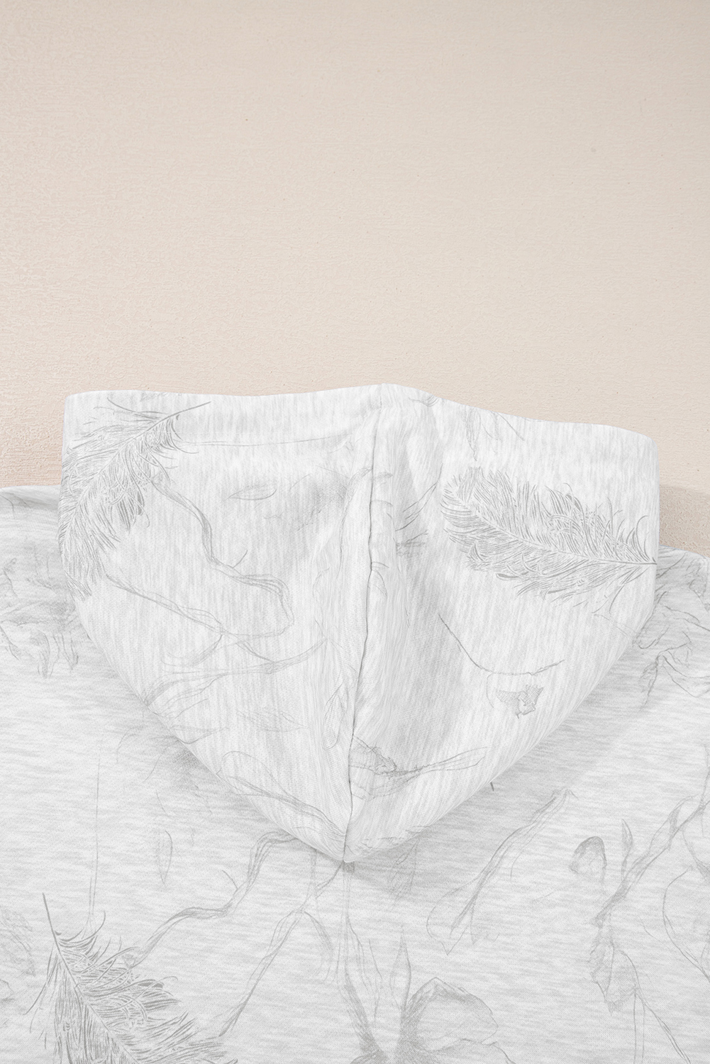 Light Grey Abstract Print Loose Drop Sleeve Hoodie Elastic Waistband 2pcs Pant Set - loveforevers