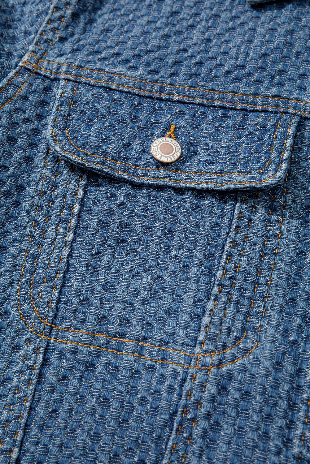 Blue Double Flap Pocket Denim Textured Button Down Jacket - loveforevers