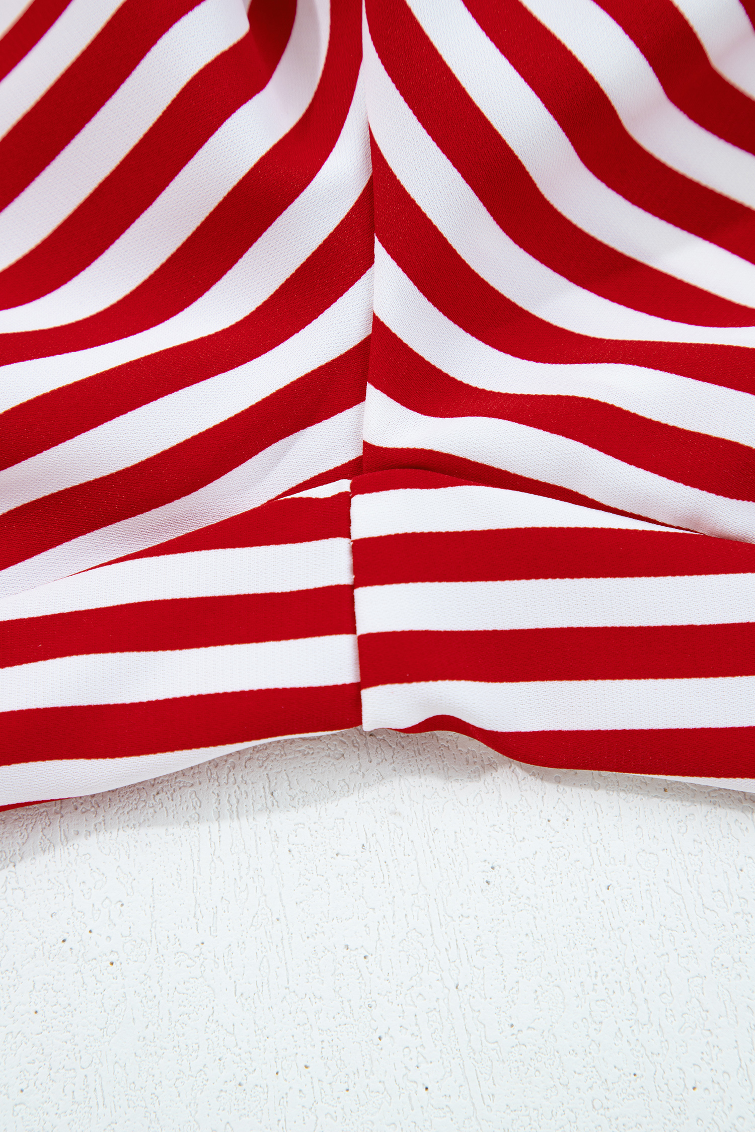 Red Stripe Contrast Velvet Trim Bow Knot Waist 2pcs Pajama Set - loveforevers