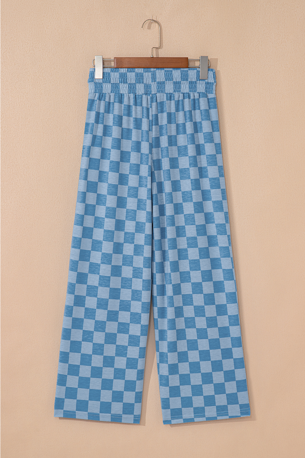 Khaki Checkered Elastic High Waist Loose Casual Pants - loveforevers