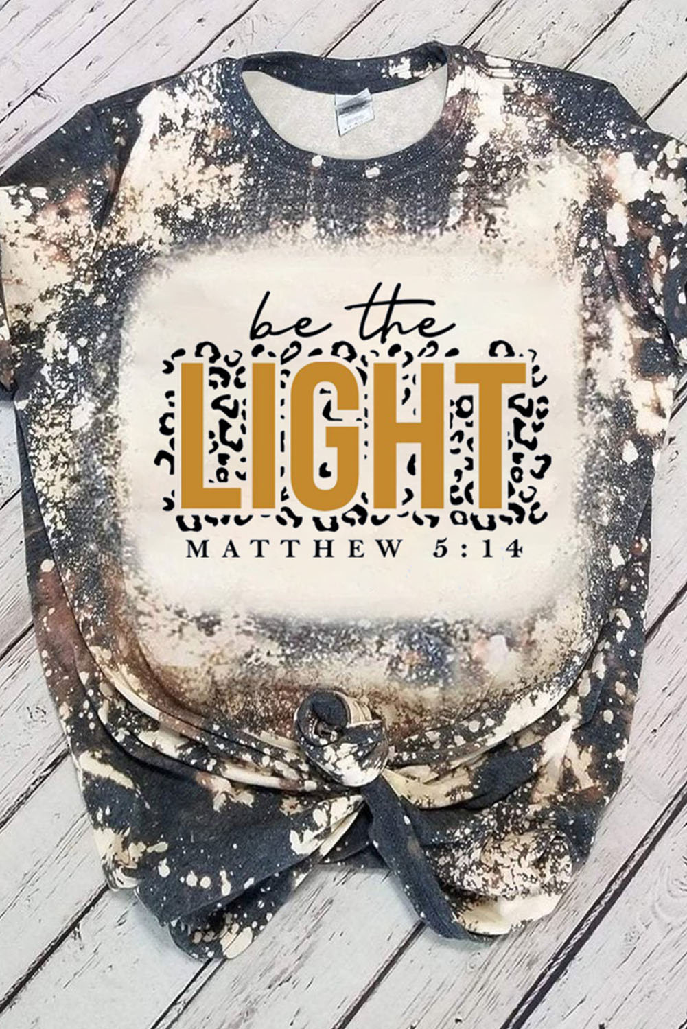 Multicolor LIGHT Letter Leopard Print Color Block Short Sleeve Top - loveforevers
