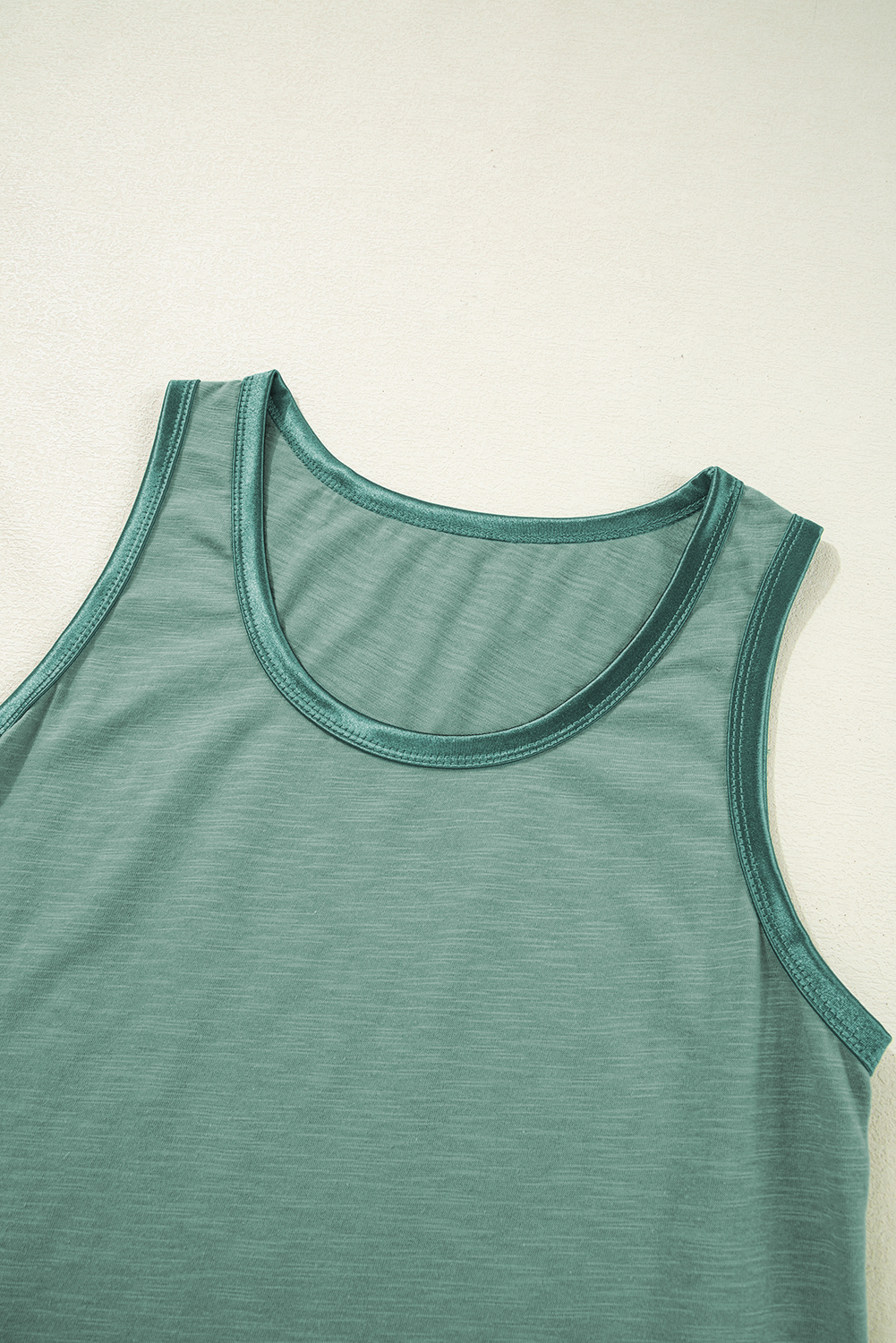Tan Metallic Sheen Edge Scoop Neck Tank Top - loveforevers