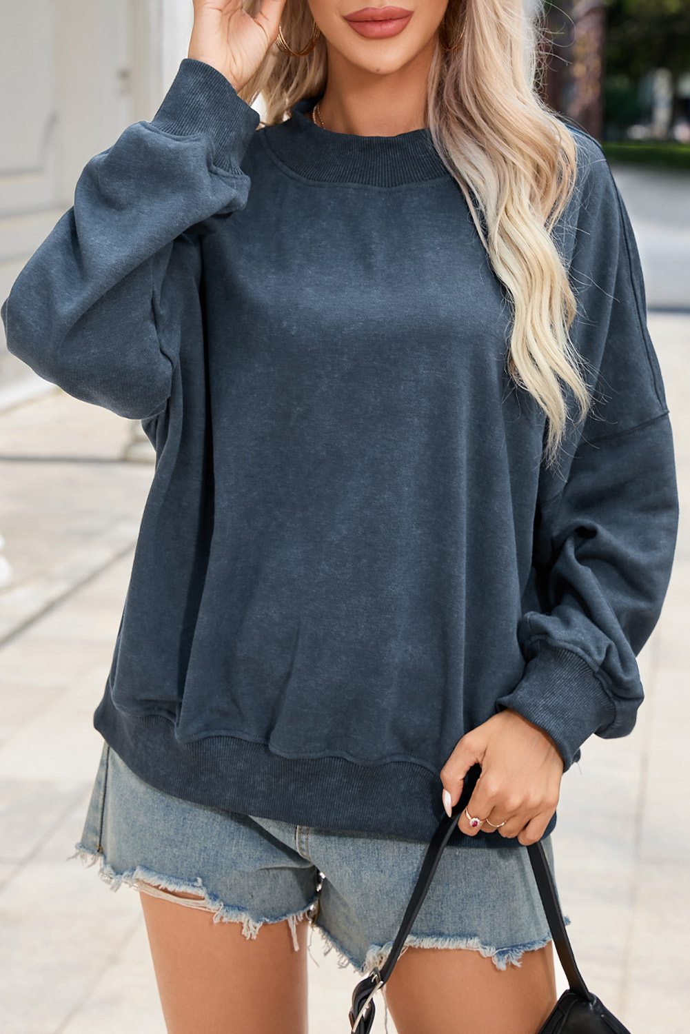 Brown Drop Shoulder Crew Neck Pullover Sweatshirt - loveforevers