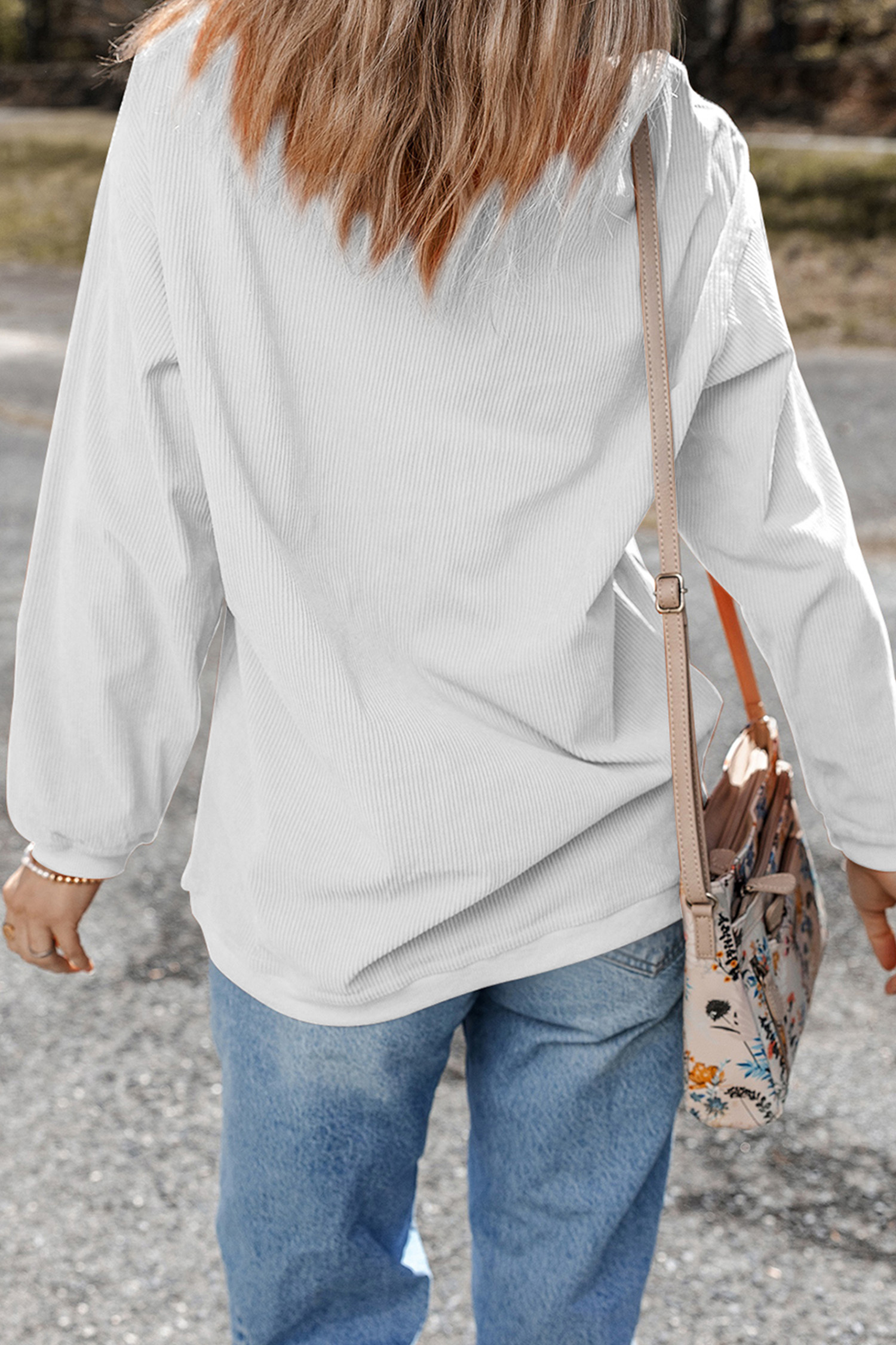 White Raised Rib MISSISSIPPI Baggy Sweatshirt - loveforevers