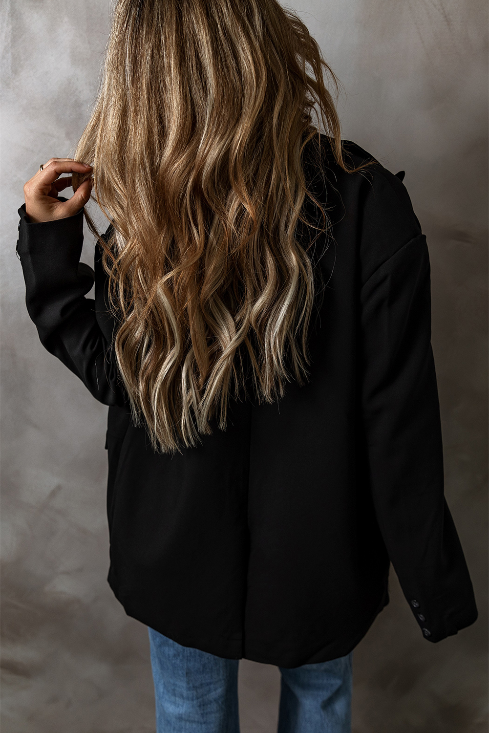 Black Lapel Flap Pocket Buttoned Blazer - loveforevers