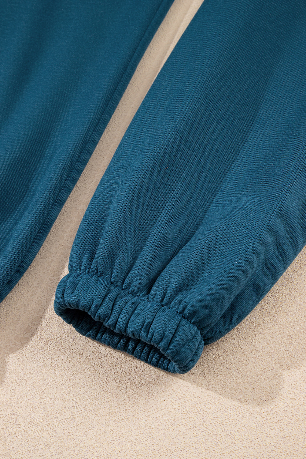 Peacock Blue Cozy Hooded Sweatshirt Drawstring Elastic Waistband Cargo Pant Set - loveforevers