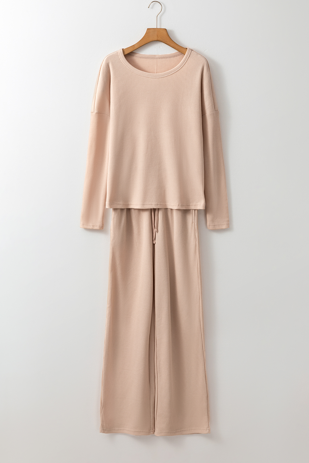 Parchment Textured Long Sleeve T Shirt and Pants Lounge Set - loveforevers