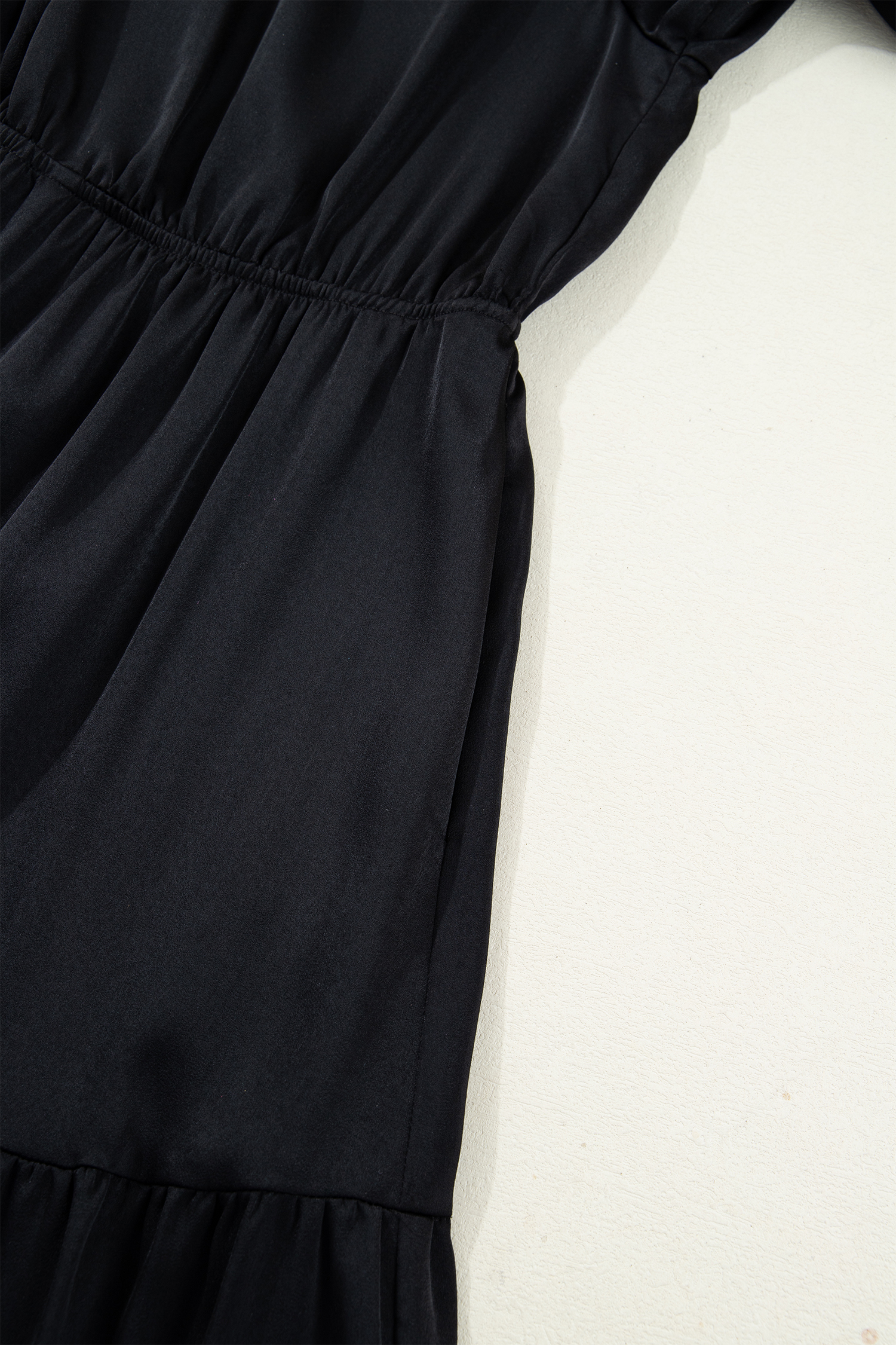 Black Flounced Bracelet Sleeve V Neck Tiered Maxi Dress - loveforevers