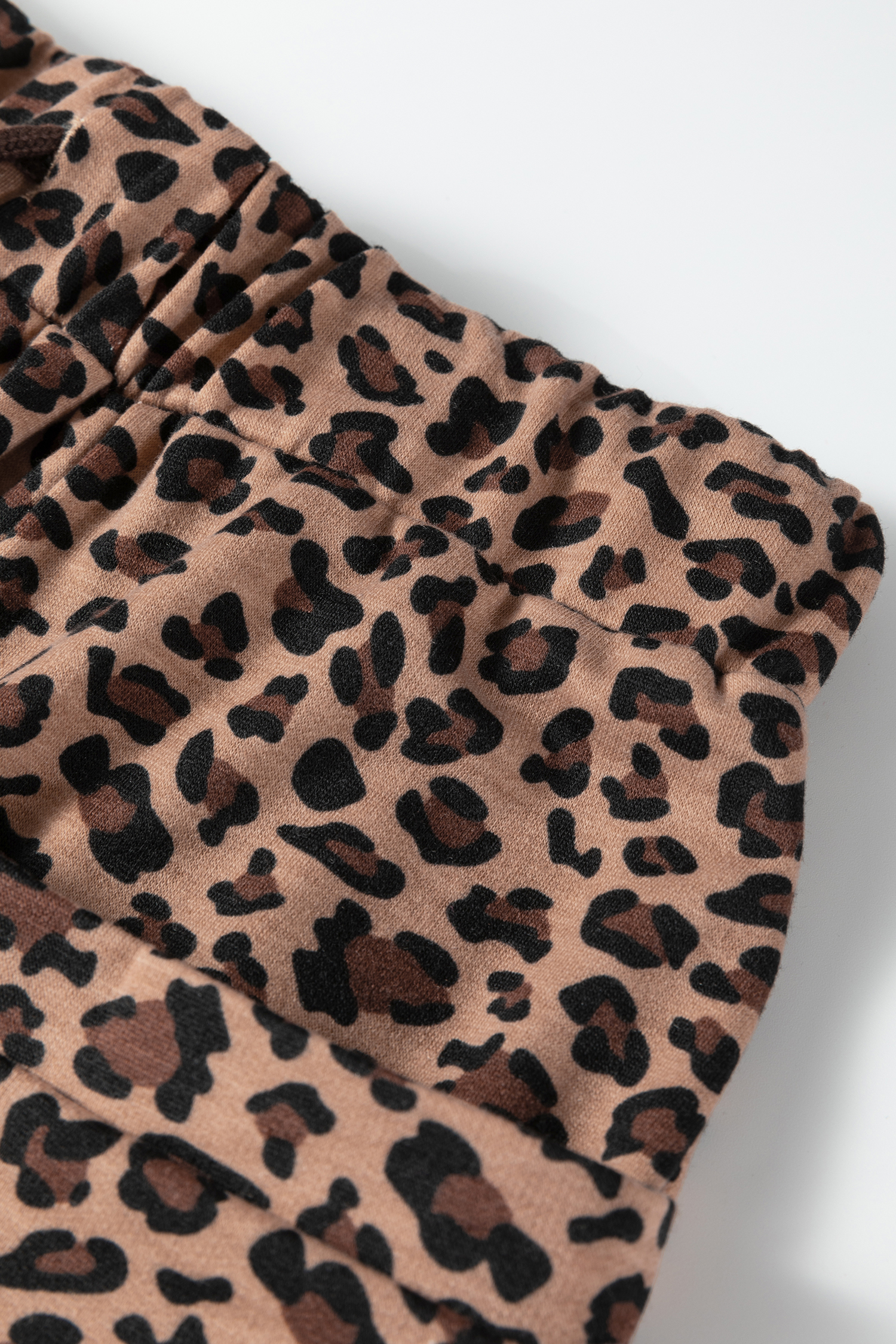 Brown Leopard Loose Tee Drawstring Waist Barrel Pants Set - loveforevers