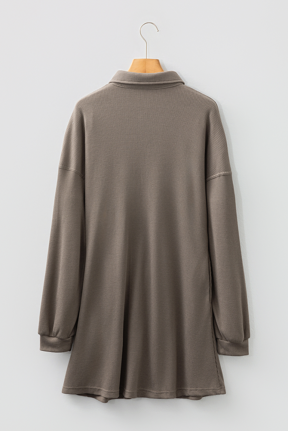 Simply Taupe Waffle Knit Shirt Tunic Dress - loveforevers