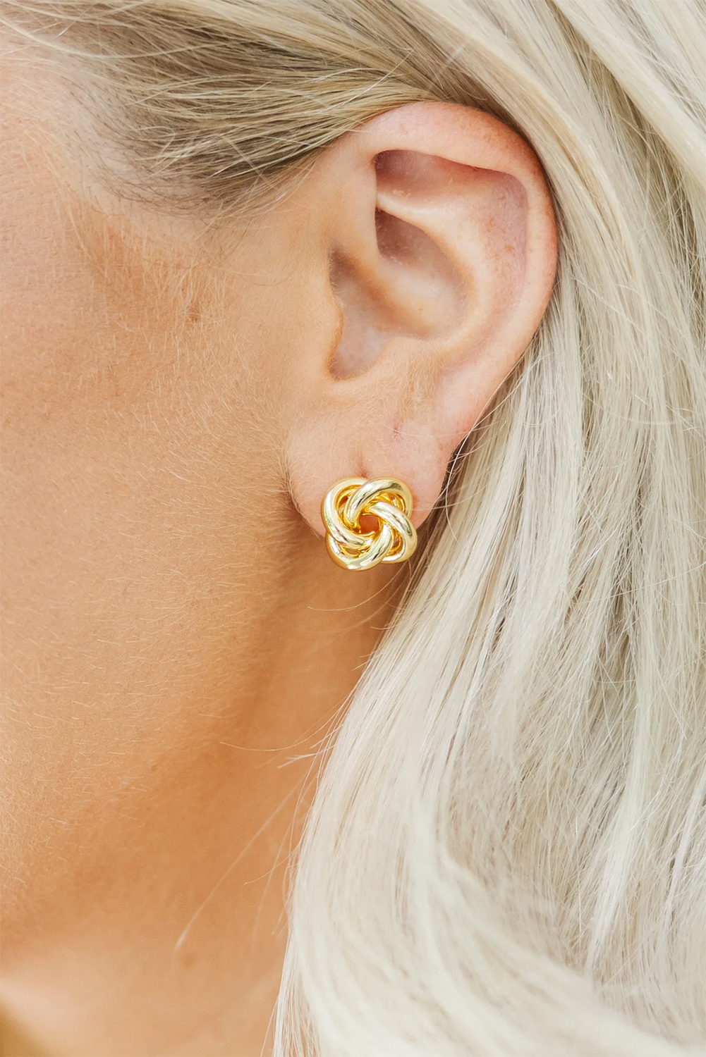 Gold Minimalism Knotted Plated Stud Earrings - loveforevers