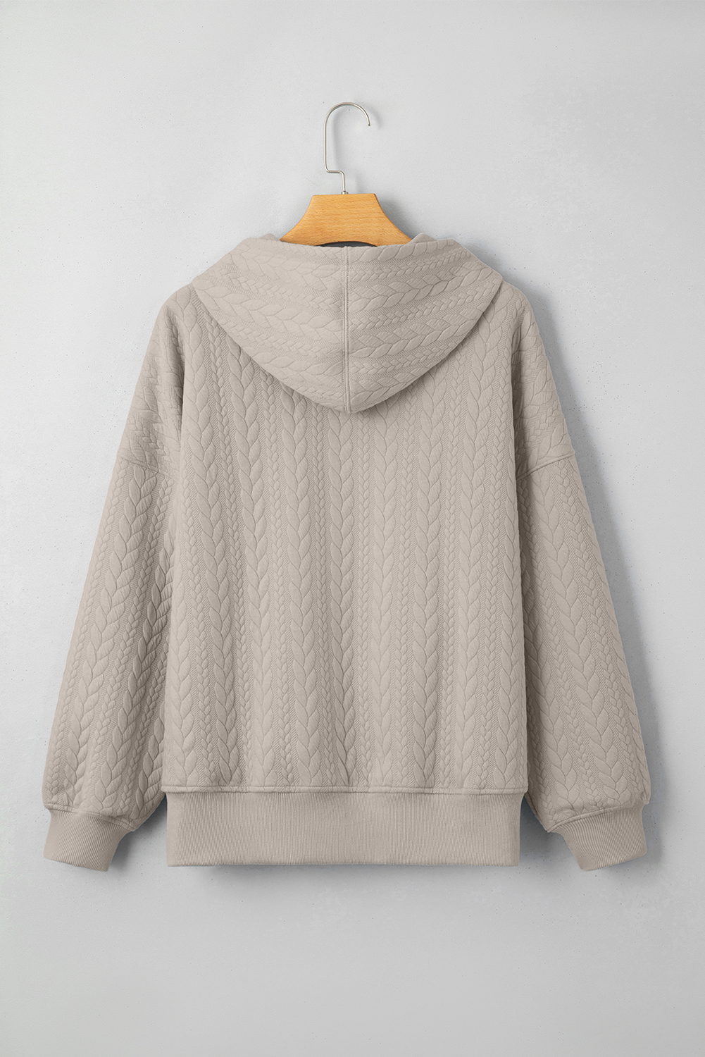 Smoke Gray Cable Textured Baggy Solid Hoodie - loveforevers