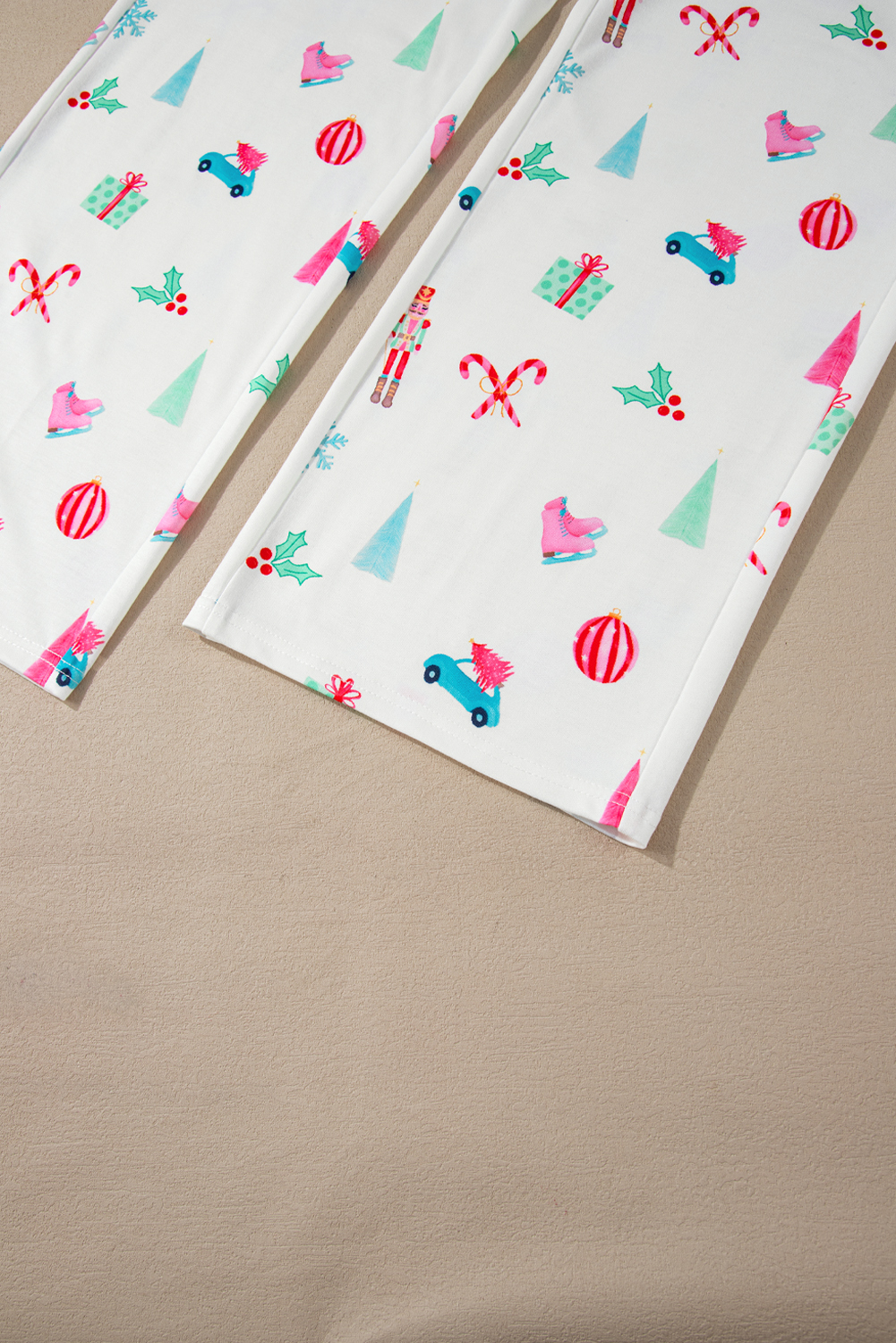 White Christmas Print Lapel Shirt and Pants Sleepwear - loveforevers