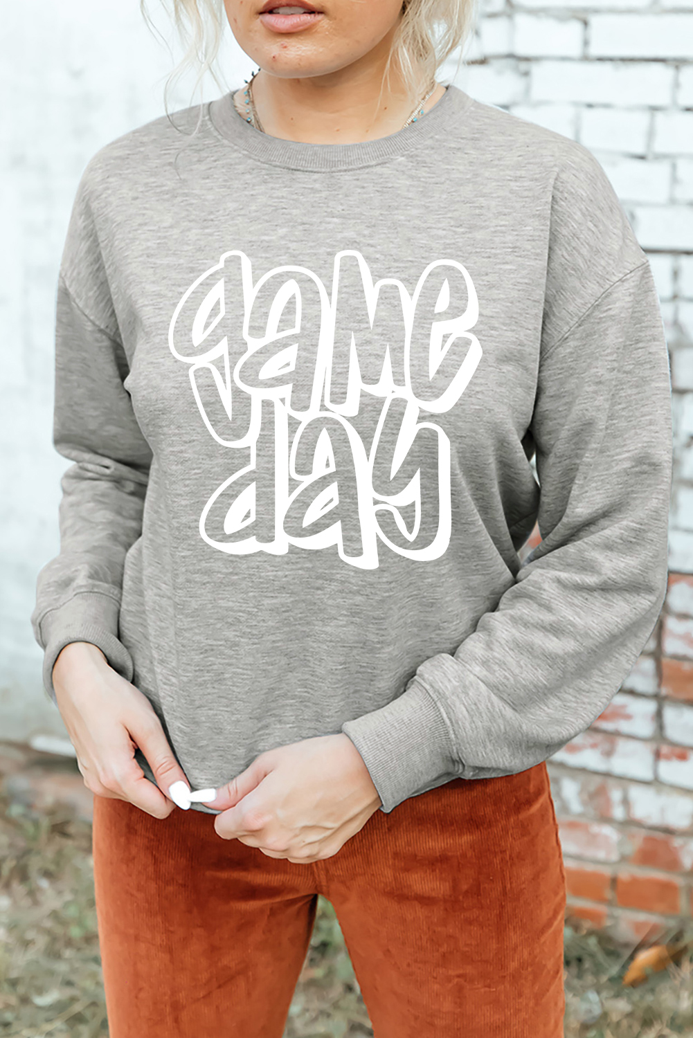 Gray Game Day Crew Neck Sweatshirt - loveforevers