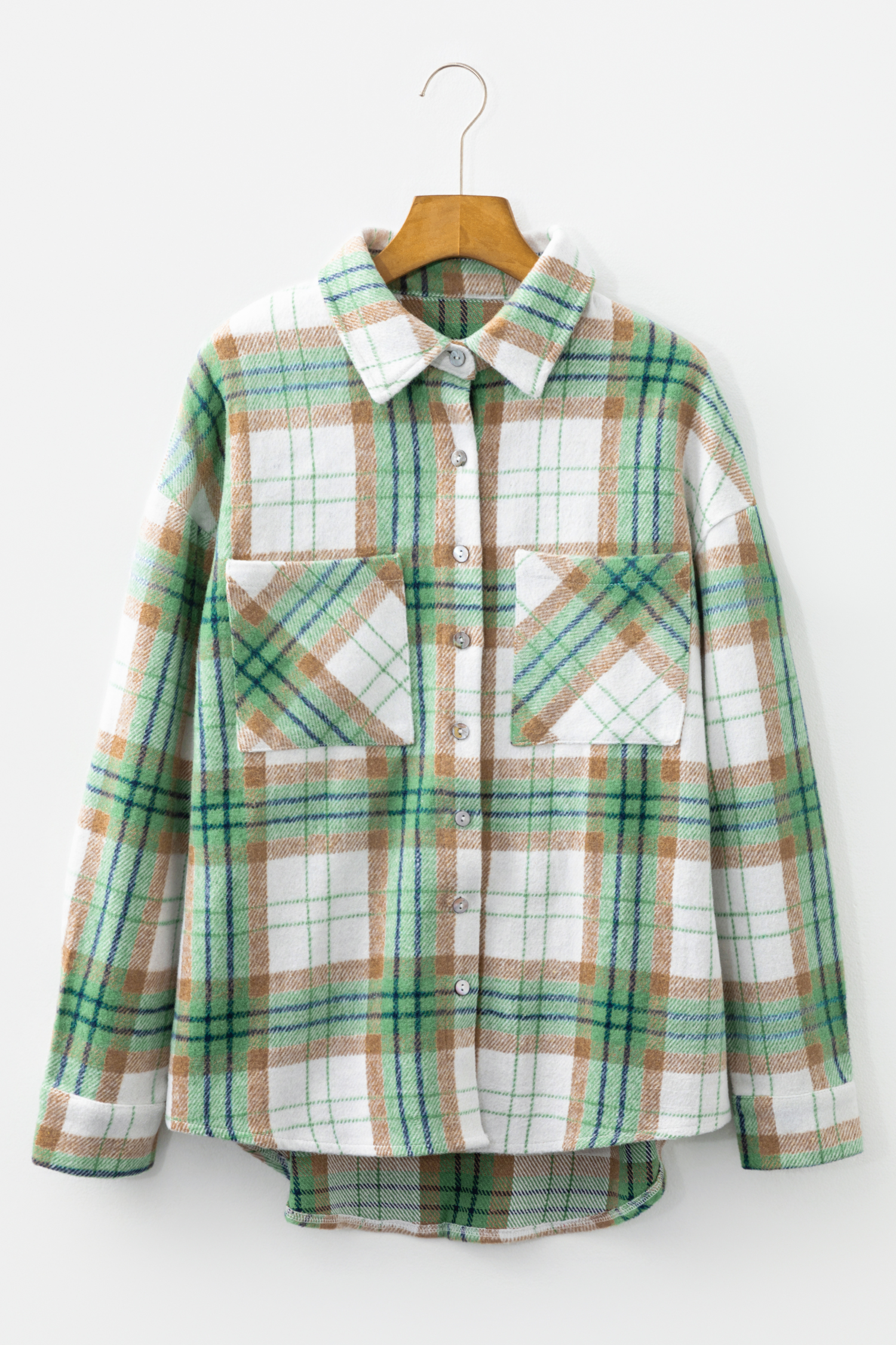 Red Christmas Plaid Casual Flannel Shacket - loveforevers