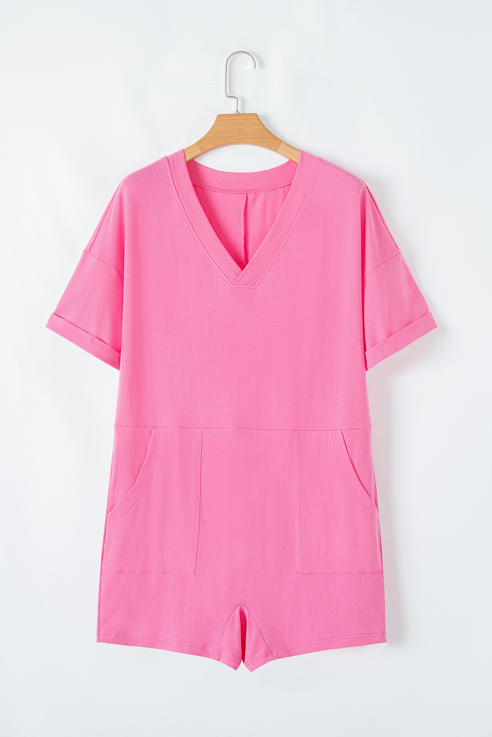 Bonbon Loose Half Sleeve V Neck Knit Romper - loveforevers