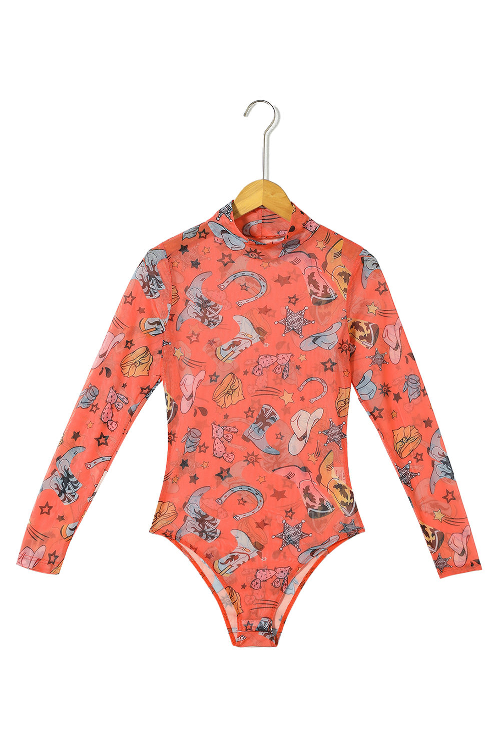 White Rodeo Bound Printed Long Sleeve Bodysuit - loveforevers