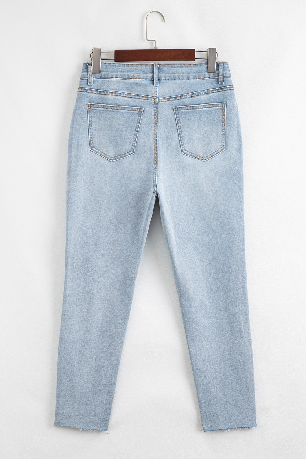 Beau Blue Mid Rise Ankle-Length Distressed Skinny Jeans - loveforevers