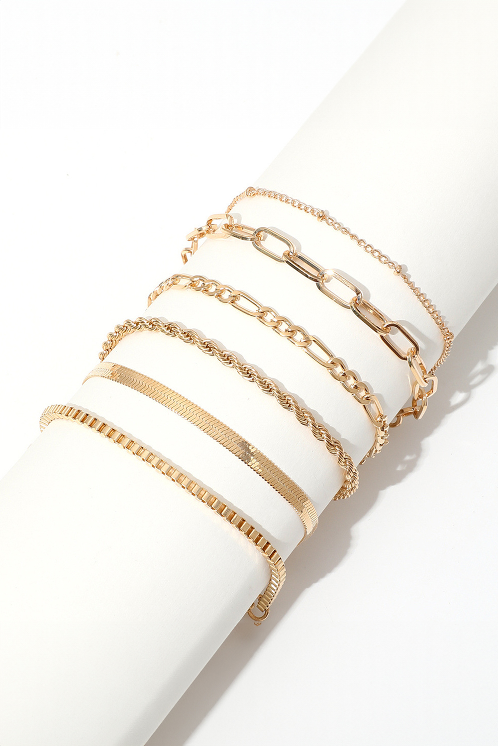 Gold Multi Layered Plated Adjustable Chain Bracelet Set - loveforevers