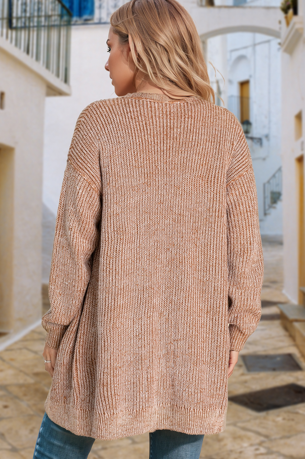 Straw Yellow Solid Open Knit Cardigan with Pockets - loveforevers