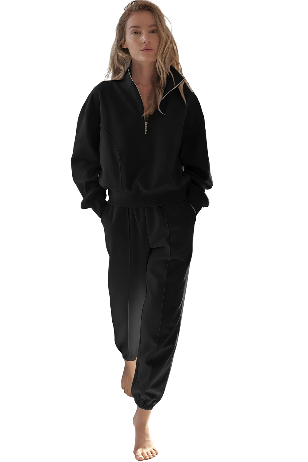 Vineyard Green Half Zip up Pullover Active Top and Joggers Set - loveforevers
