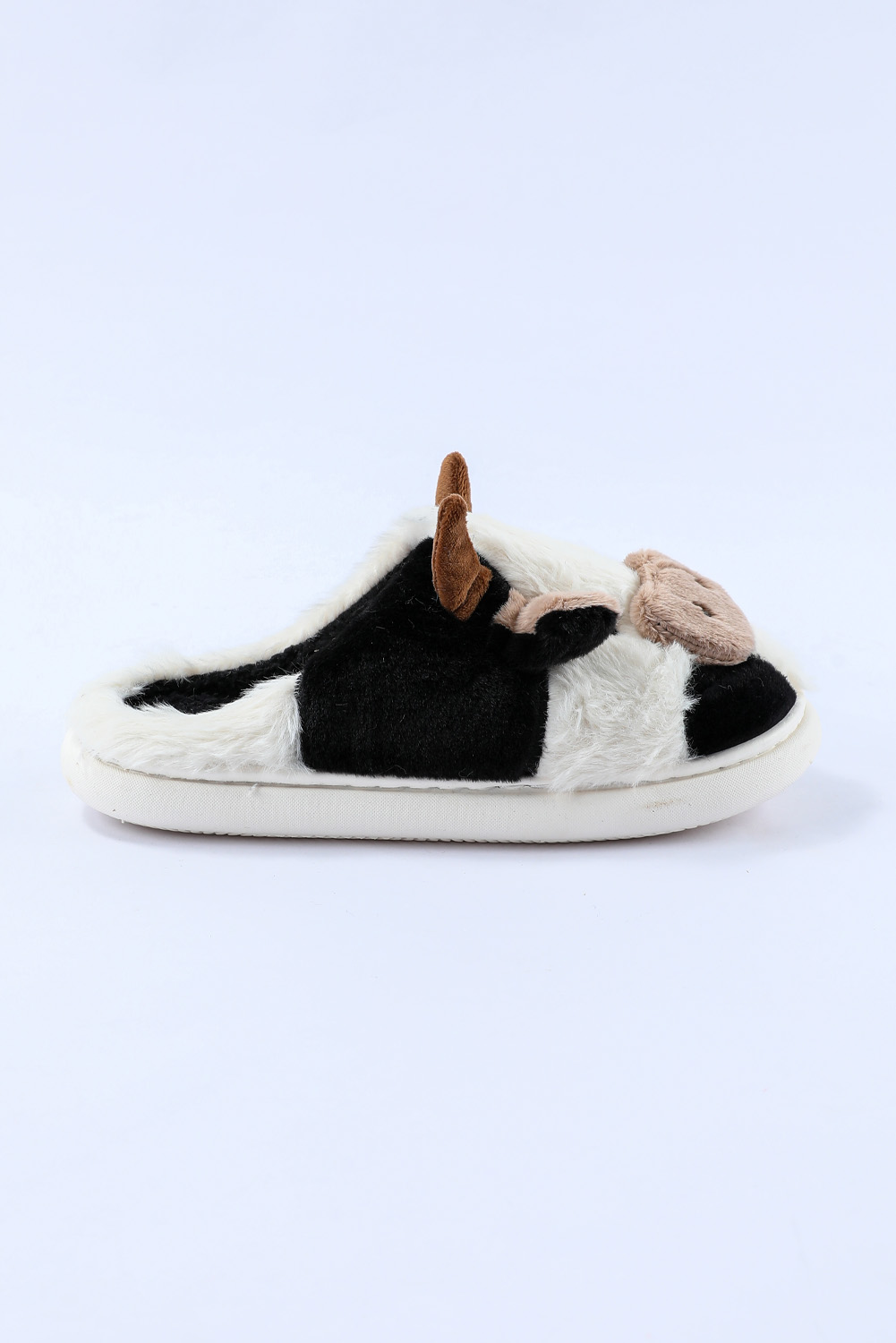 White Cartoon Animal Cow Plush Slippers - loveforevers