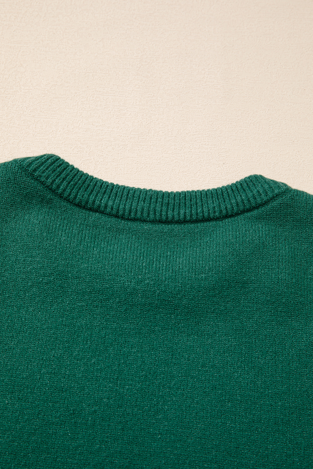 Evergreen Pearled Drop Shoulder Round Neck Sweater - loveforevers
