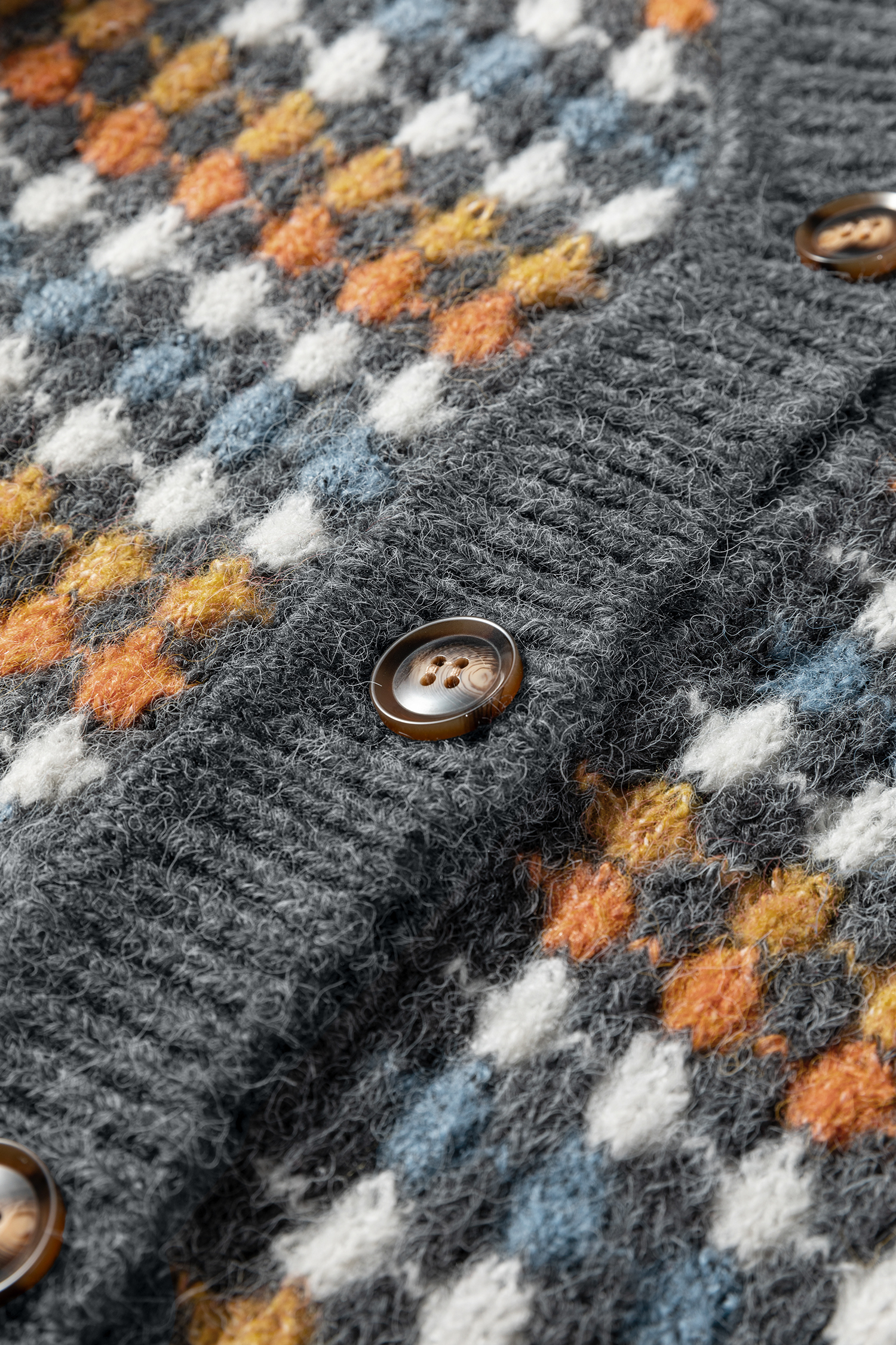 Gray Dotty Pattern Knit Button Front V Neck Sweater Cardigan - loveforevers