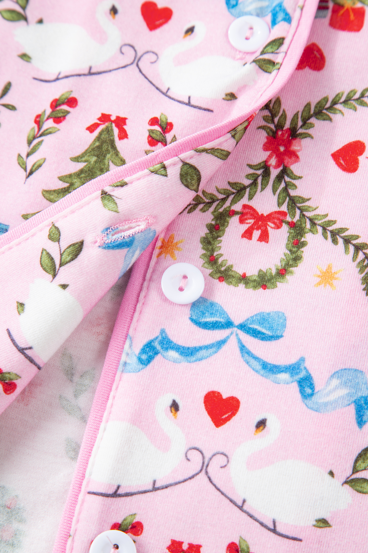 Pink Nutcracker Doll Christmas Print Ribbon Tie Waist Short 2pcs Pajama Set - loveforevers