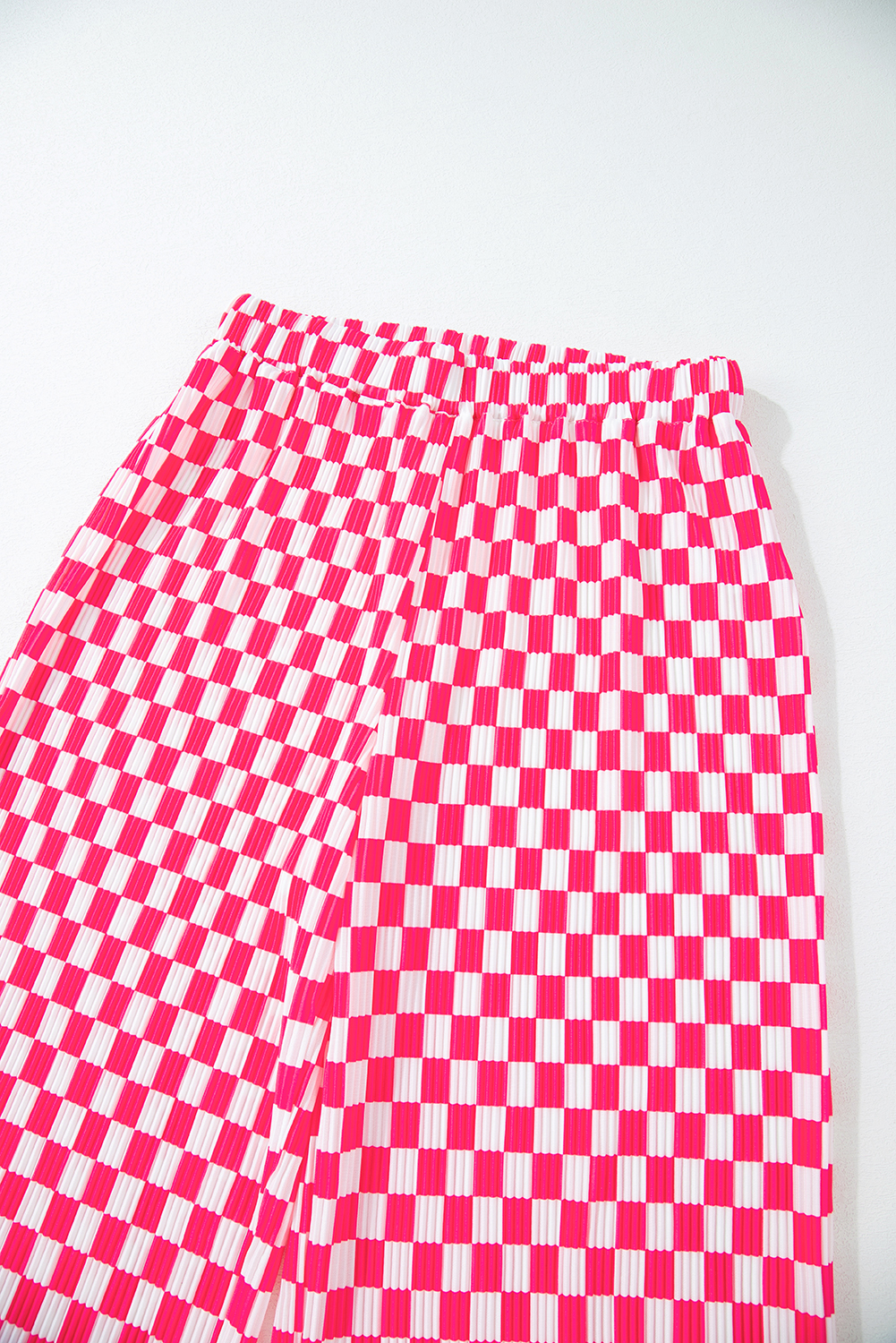 Pink Checkered Buttoned Shirt and High Waist Pants Pajama Set - loveforevers