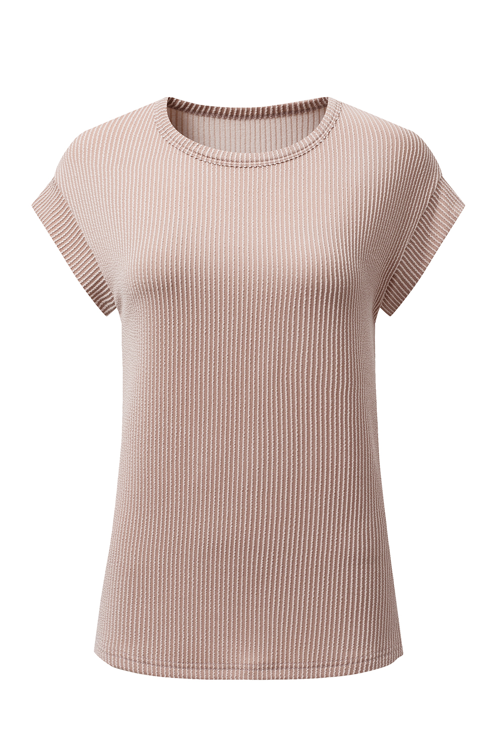 Gray Twisted Rib Wide Sleeve Crew Neck T Shirt - loveforevers
