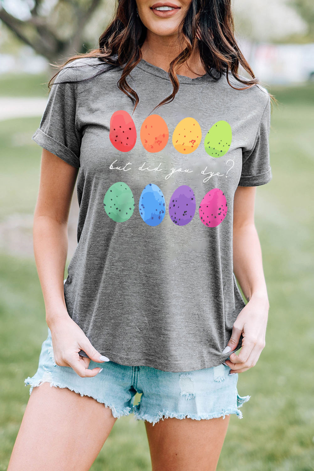 White Rabbit Bow Knot Print Crew Neck T Shirt - loveforevers