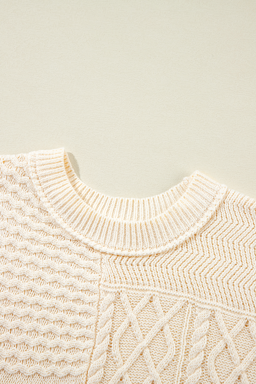 Beige Cable Knit Dolman Armholes Sweater Tank - loveforevers