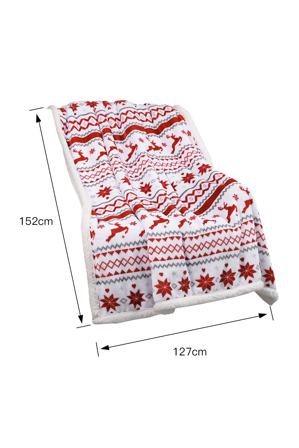 White Christmas Reindeer Snowflake Printed Sherpa Blanket - loveforevers