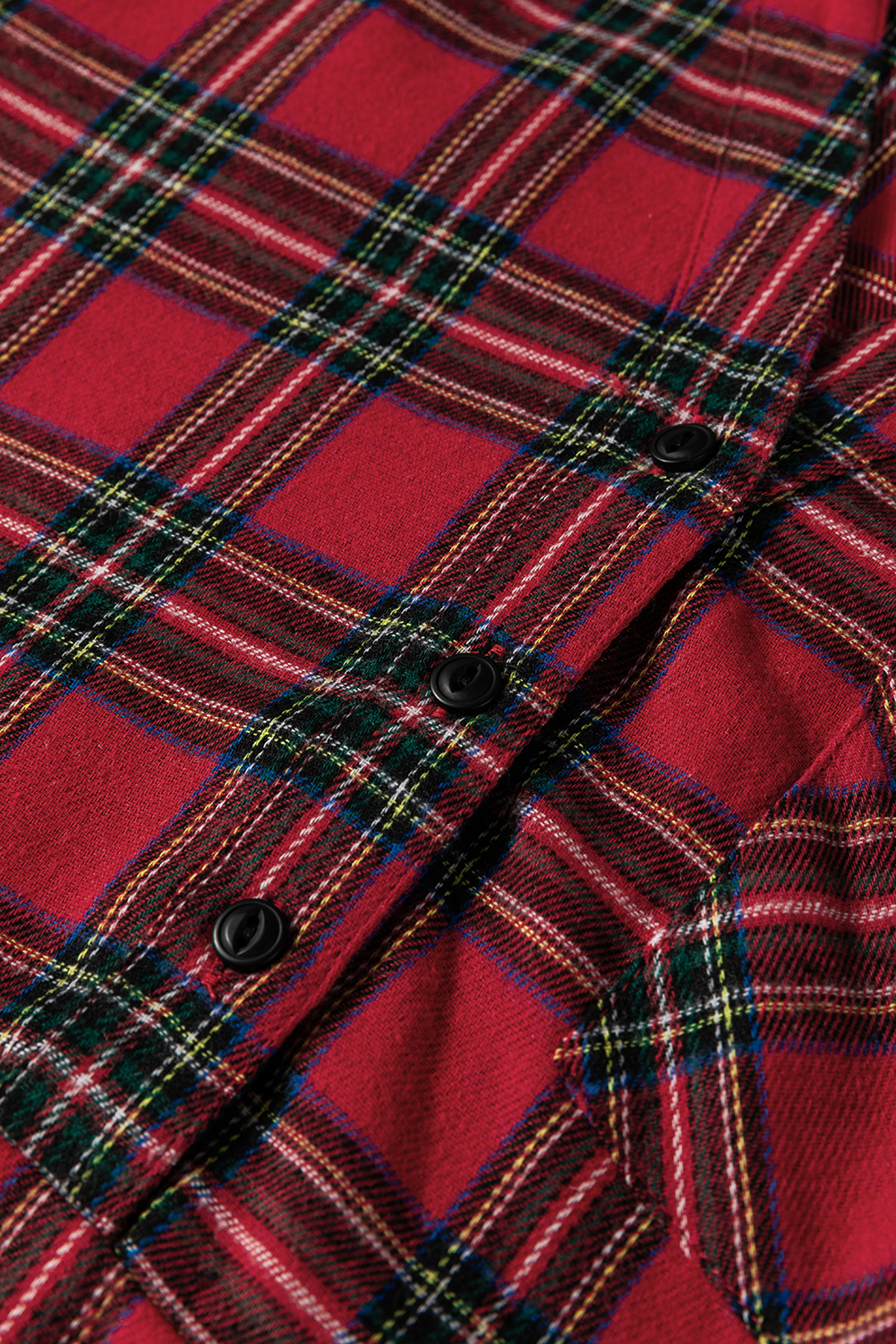 Red Plaid Shirt Collar Half Button Ruffle Hem Long Sleeve Mini Dress - loveforevers