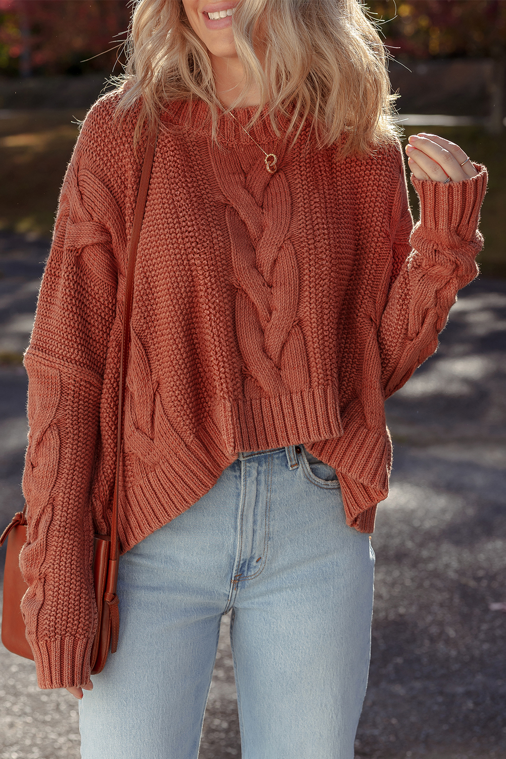 Redwood Burl Chunky Fit Slouchy Textured Knit Sweater - loveforevers