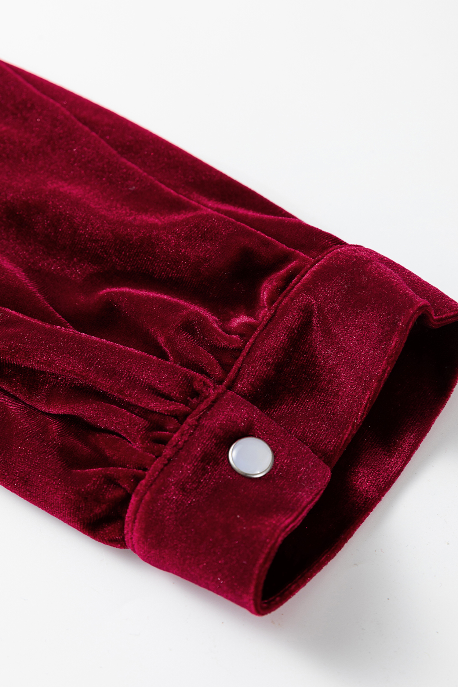 Red Dahlia Asymmetric Button Keyhole Neck Long Sleeve Velvet Blouse - loveforevers