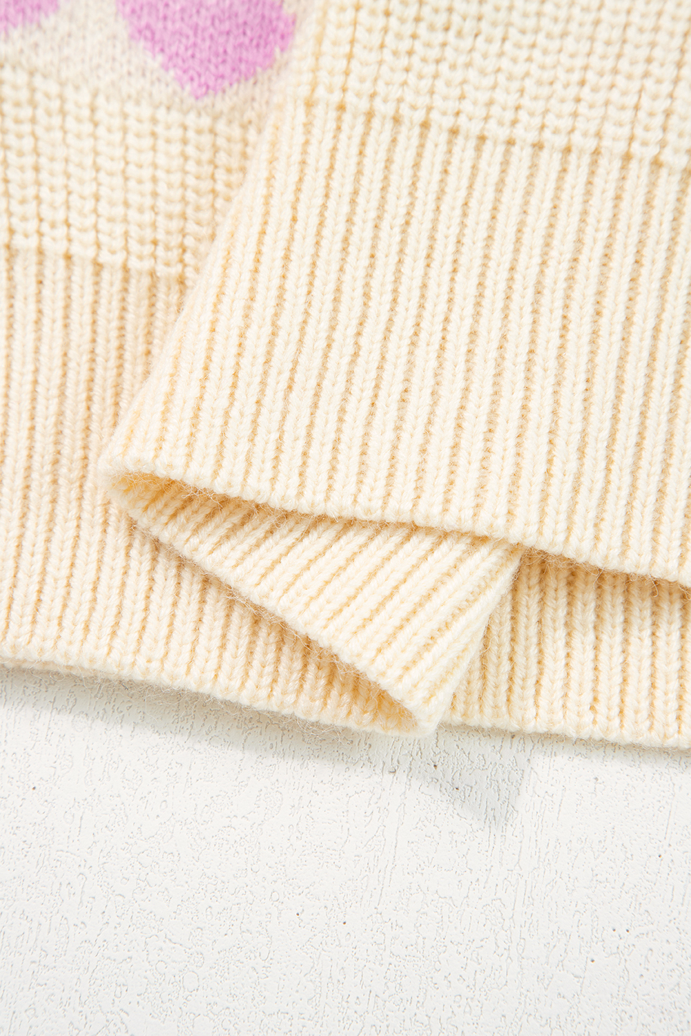 Pink Heart Pattern Valentine Ribbed Knit Sweater - loveforevers