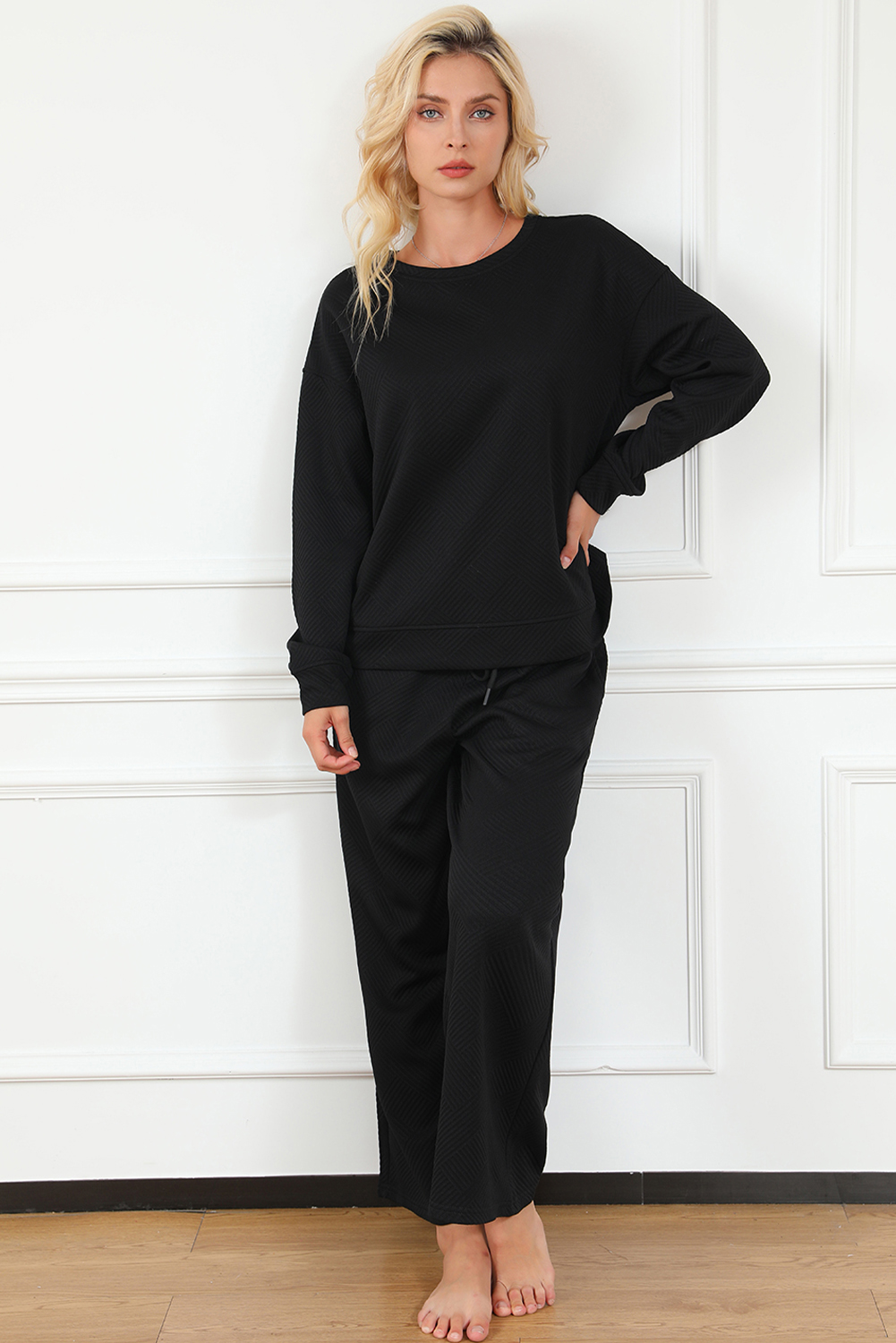 Red Dahlia Ultra Loose Textured 2pcs Slouchy Outfit - loveforevers