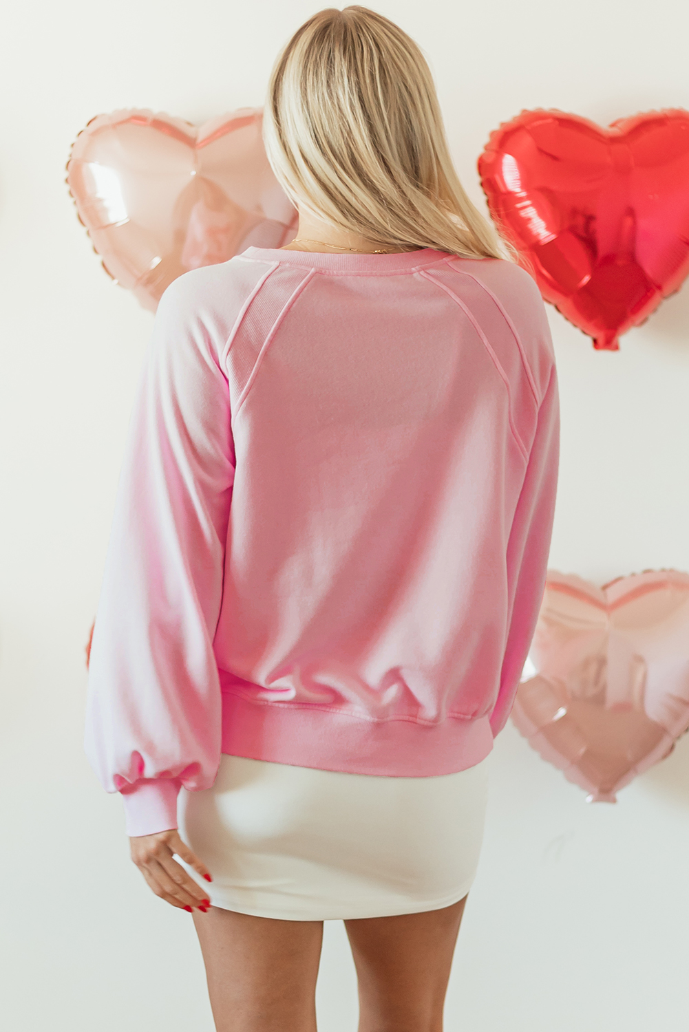 Pink Hugs and Kisses Pop Up Embroidered Raglan Sleeve Sweatshirt - loveforevers
