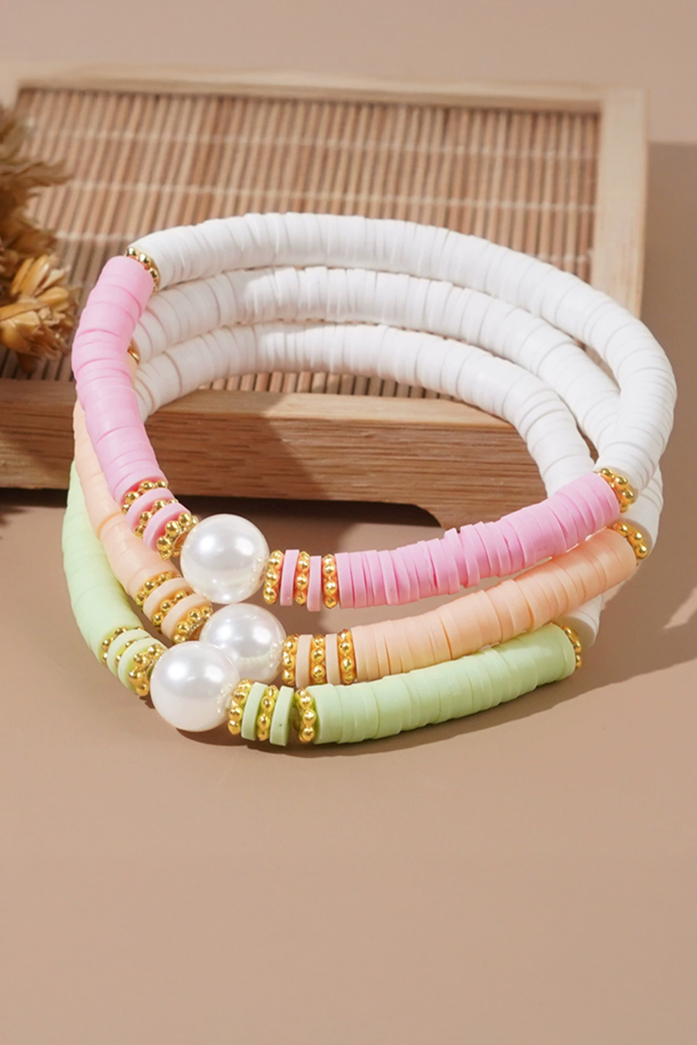 Light Pink Bohemian Style Beaded Stretch Bracelet - loveforevers