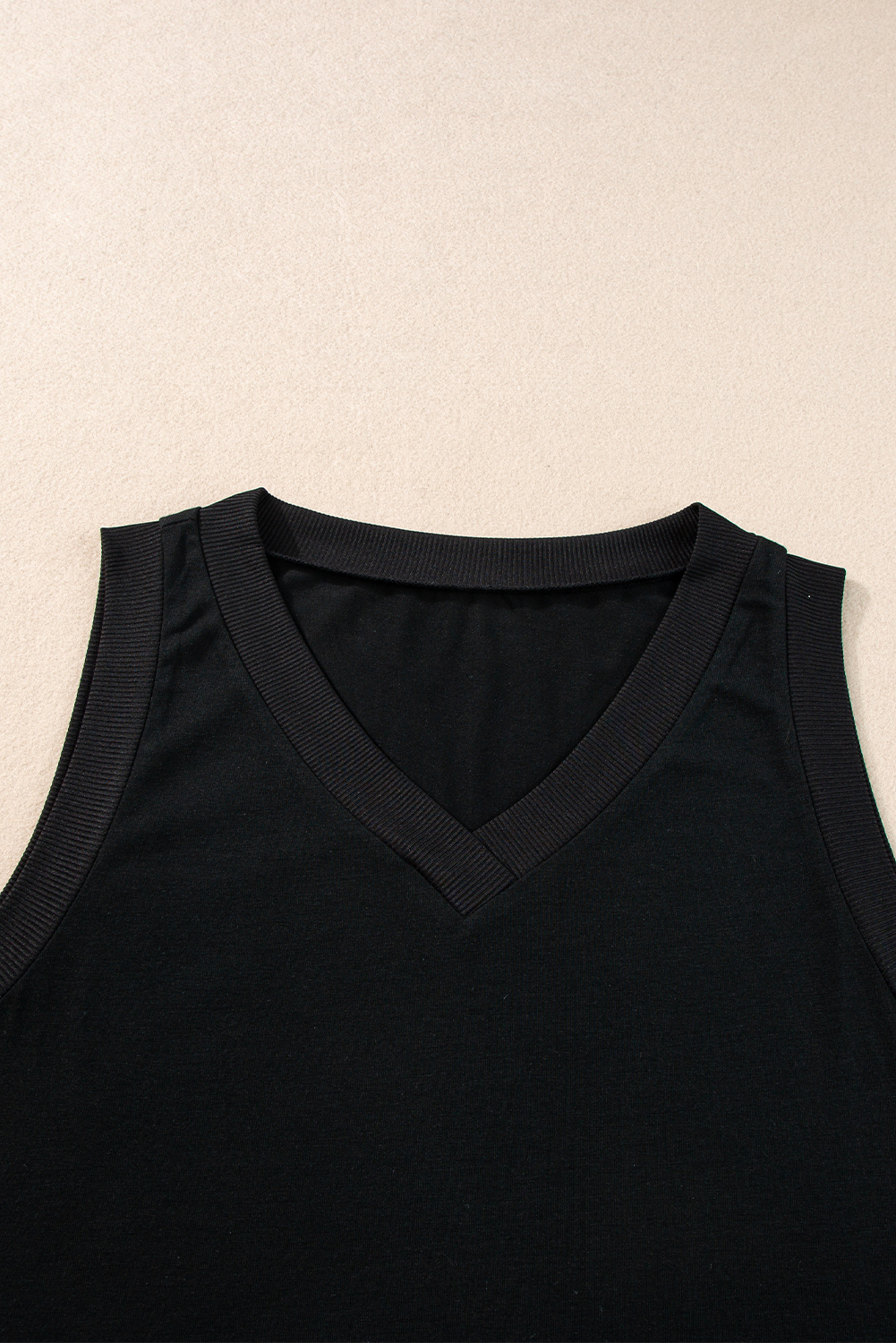 Black Ribbed V Neck Tank - loveforevers
