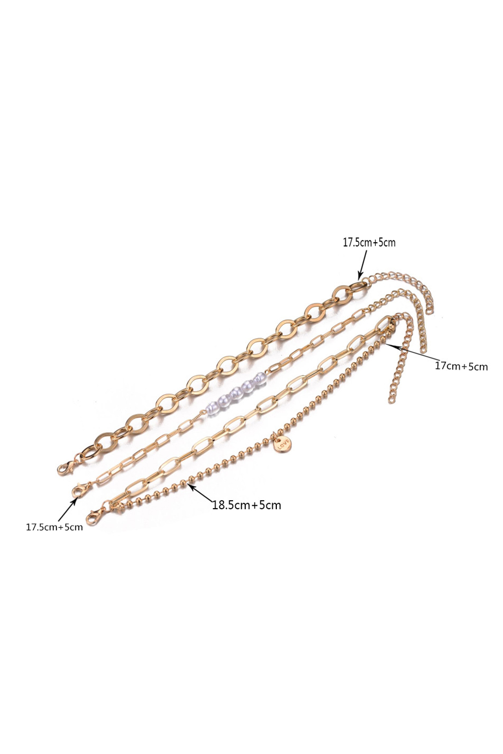 Gold Pearl Plated Alloy Adjustable Chain Bracelet - loveforevers