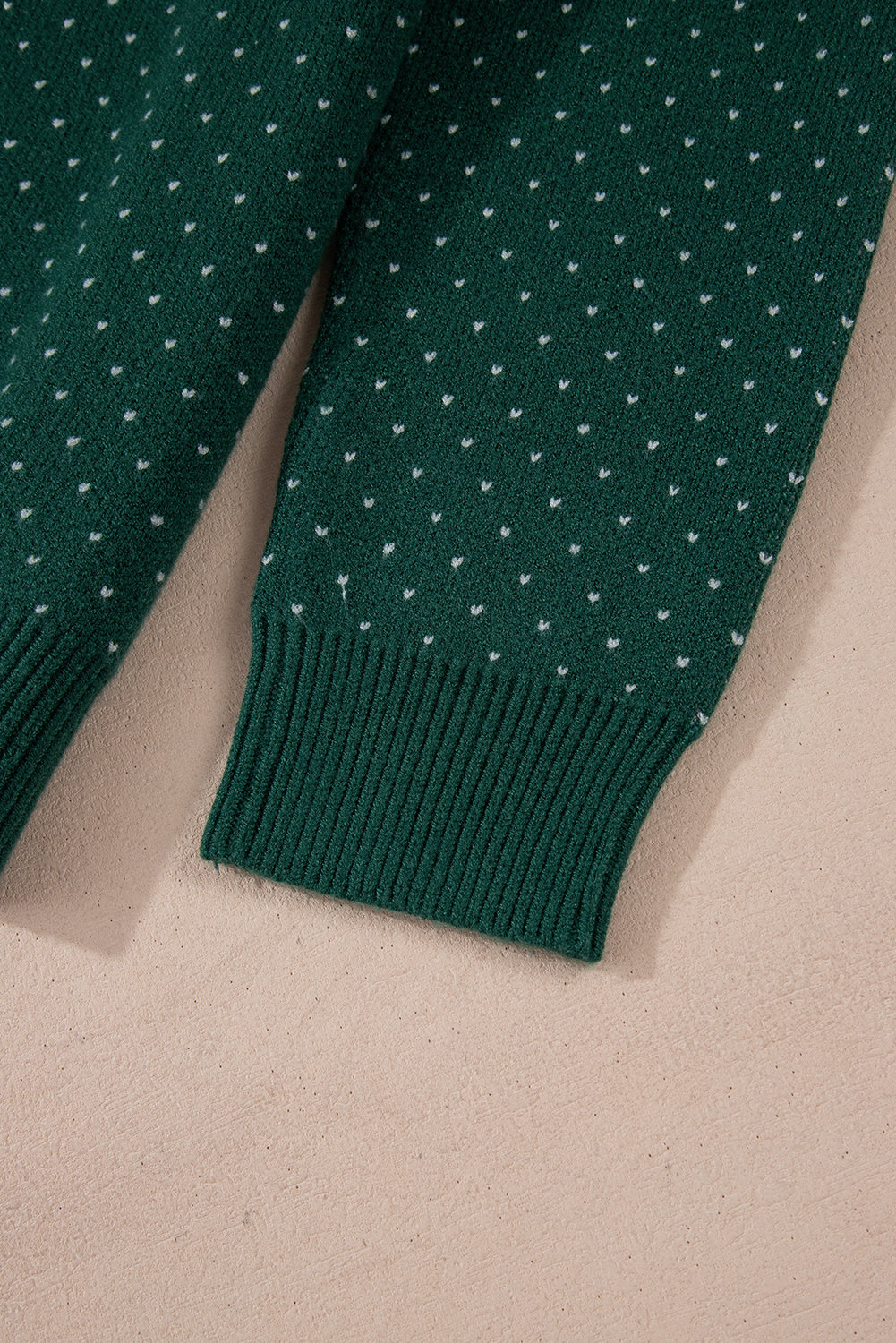 Green Christmas Snowflake Dotted Print Round Neck Sweater - loveforevers
