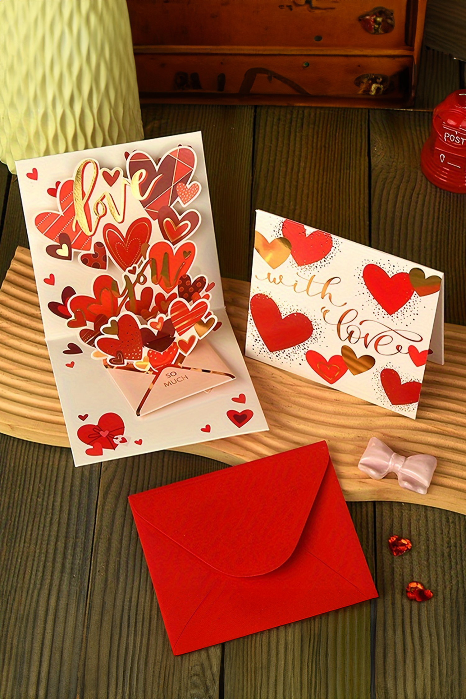 Fiery Red Love You Valentines Day Pop Card - loveforevers