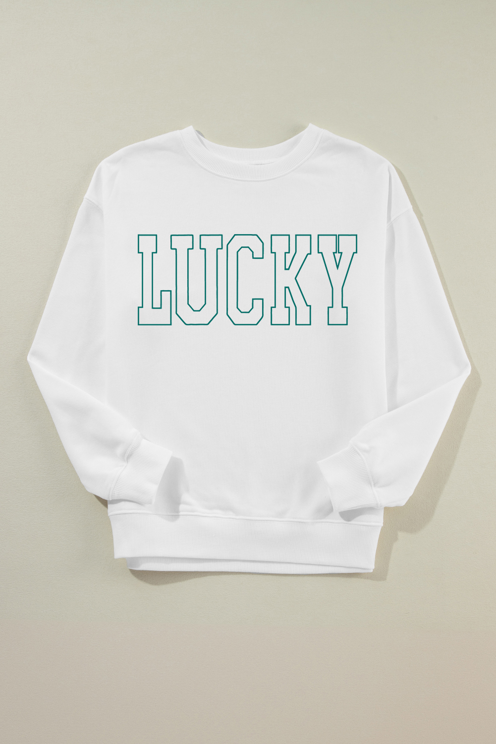 White St Patricks LUCKY Graphic Crew Neck Pullover Sweatshirt - loveforevers