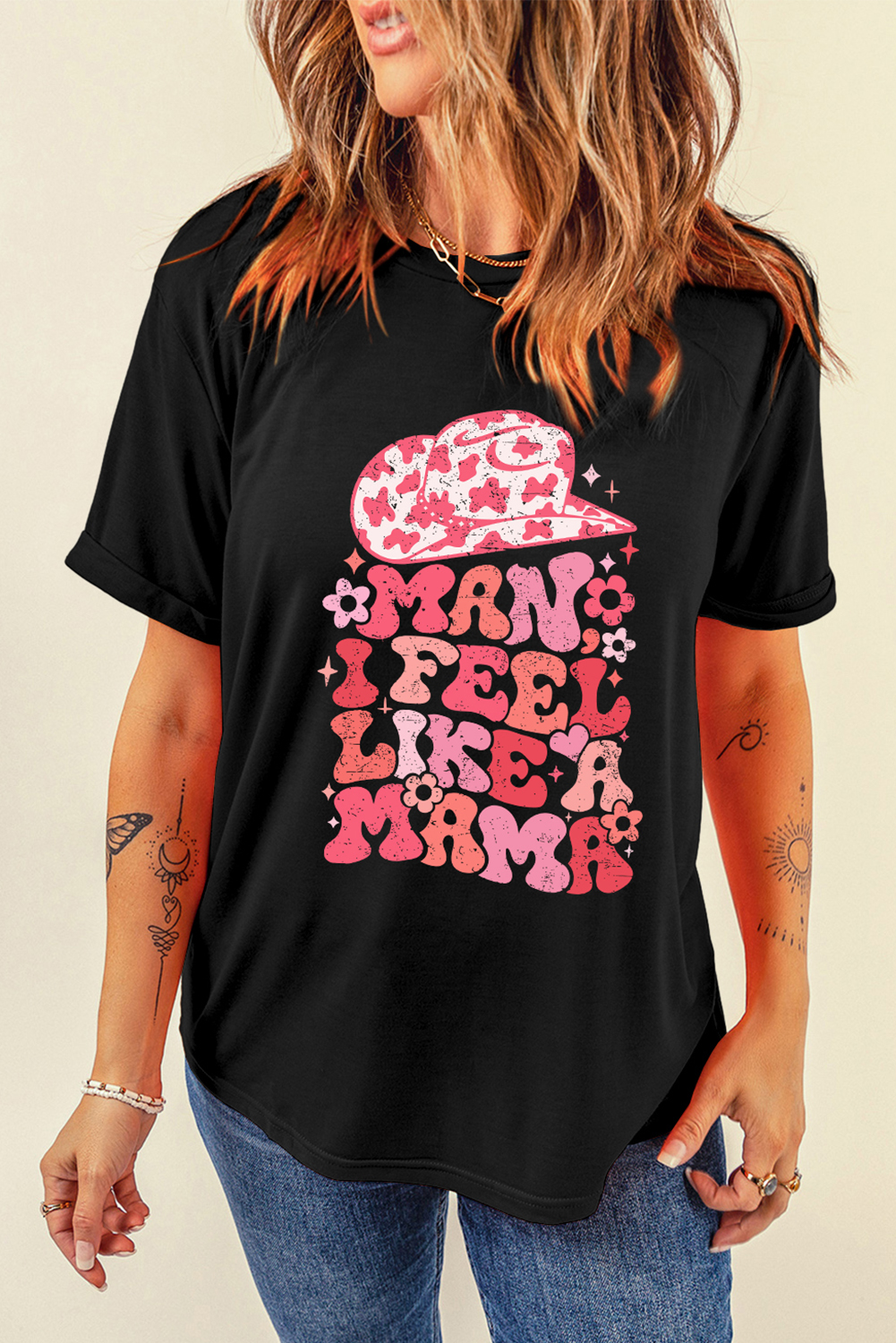 Black MAN I FEEL LIKE A MAMA Graphic Tee - loveforevers