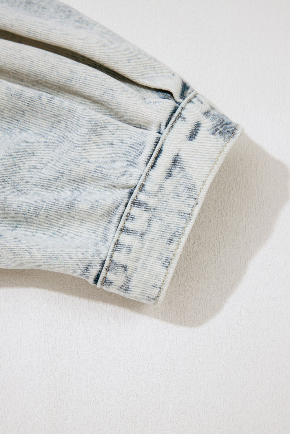 Beau Blue Light Wash Buttoned Chest Pocket Puff Sleeve Denim Jacket - loveforevers