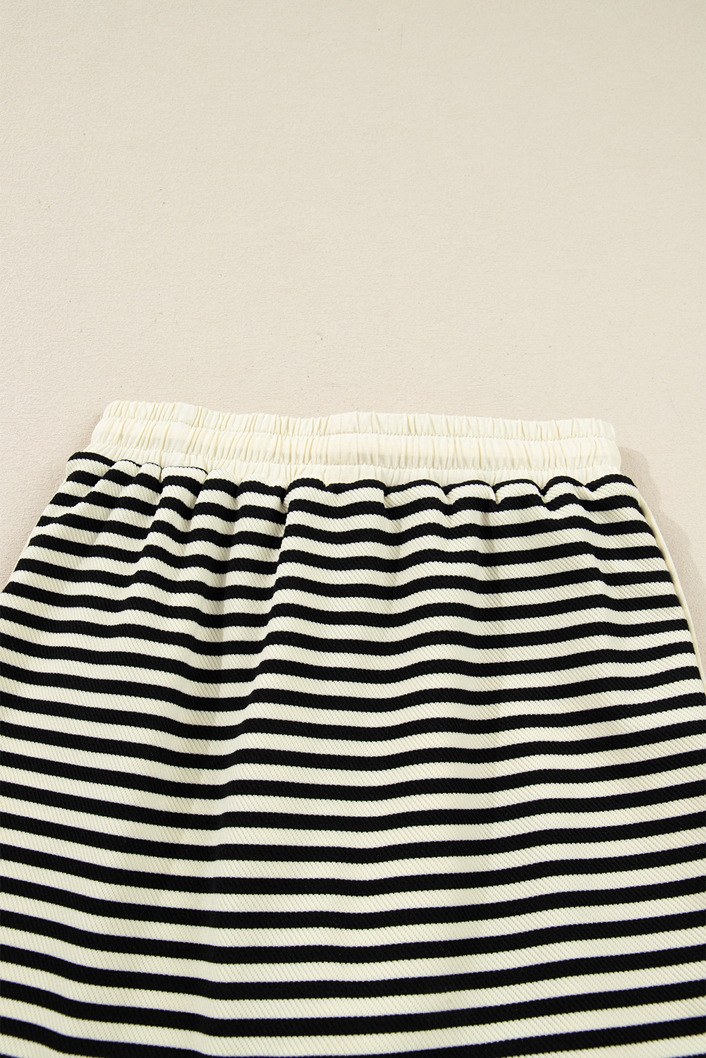 Black Stripe Textured Drop Shoulder Pullover Top Drawstring Mini Skort Two Piece Dress Set - loveforevers