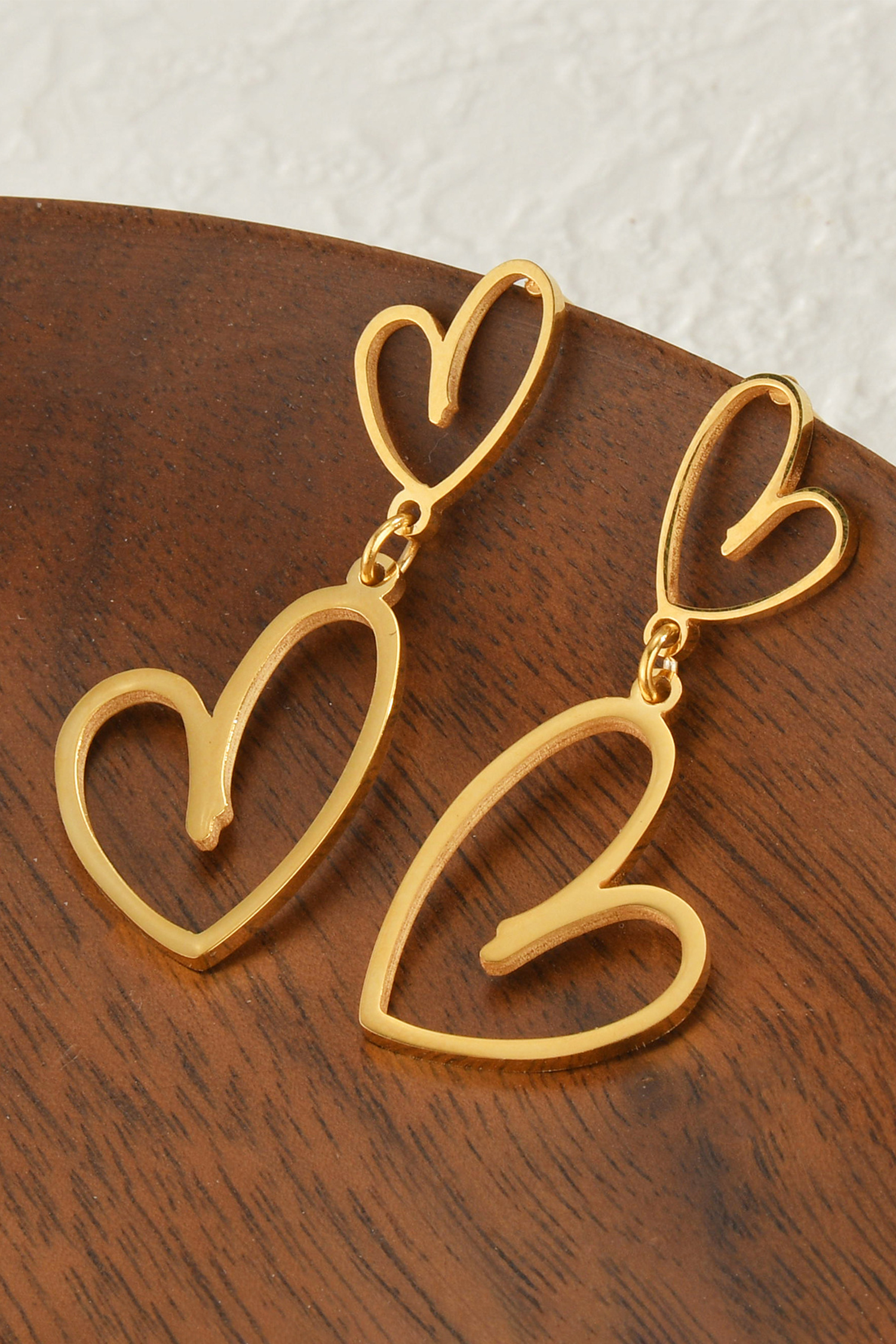 Gold Plated Dual Heart Stud Earrings - loveforevers